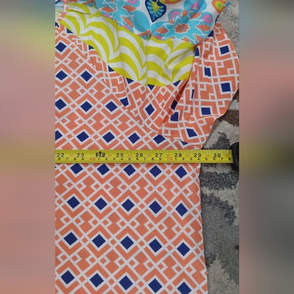 Ruby Rd. Bohemian Top Tassel Tie Neck Colorful Beach Vibe Peasant 3/4 Sleeves - Picture 6 of 10